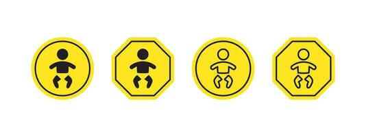 bébé sur planche avertissement signe. sécurité pictogrammes. vecteur évolutif graphique