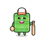 personnage de dessin animé du terrain de football en tant que joueur de baseball vecteur