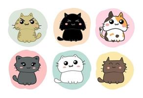 vecteur de jeu de dessin animé de chats mignons