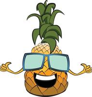 ananas de fête mignon avec des lunettes de soleil. ondes positives pensées heureuses. vecteur