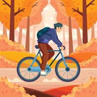 activité vélo en automne vecteur