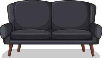 Canapé deux places noir isolé sur fond blanc vecteur