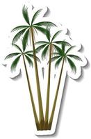 Sticker cocotier tropical sur fond blanc vecteur