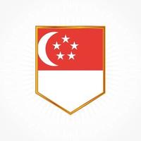 vecteur de drapeau de singapour avec cadre de bouclier