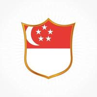 vecteur de drapeau de singapour avec cadre de bouclier