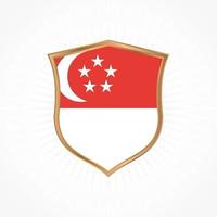 vecteur de drapeau de singapour avec cadre de bouclier