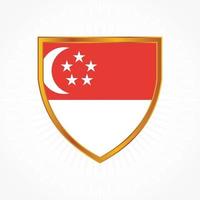 vecteur de drapeau de singapour avec cadre de bouclier