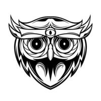 hibou tête ligne art vecteur illustration