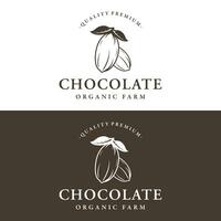 biologique Chocolat ou cacao fruit logo modèle conception isolé Contexte. vecteur