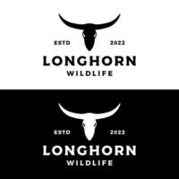 longhorn Texas ranch faune ancien logo modèle conception. pour insignes, Restaurants, fermes et entreprises. vecteur