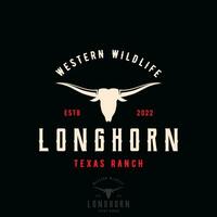 longhorn Texas ranch faune ancien logo modèle conception. pour insignes, Restaurants, fermes et entreprises. vecteur