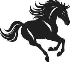 majestueux galop noir vecteur représentation de les chevaux grandeur équestre majesté monochromatique vecteur art célébrer équin beauté