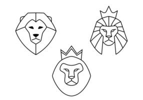 ensemble de tête Lion logo, icône sur blanc Contexte. vecteur conception illustration.