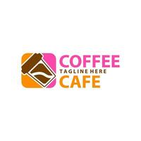 étiquette café tasse icône carré symbole logo désirer vecteur