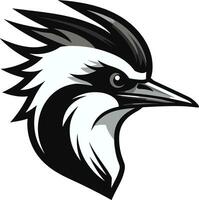 Pivert oiseau logo conception noir ancien noir Pivert oiseau logo conception rétro vecteur
