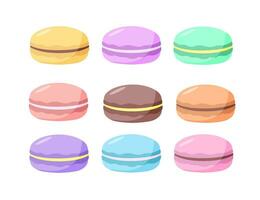 ensemble de coloré français macaron biscuits. vecteur illustration sucré dessert isolé sur blanche.