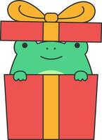 mignonne grenouille dans une cadeau boîte. vecteur illustration dans plat style