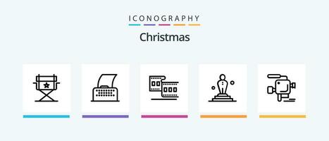 Noël ligne 5 icône pack comprenant Noël. temps. le père Noël. vacances. Noël. Créatif Icônes conception vecteur