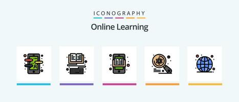 en ligne apprentissage ligne rempli 5 icône pack comprenant apprentissage en ligne. éducation applications. jouer. éducation. éducation. Créatif Icônes conception vecteur