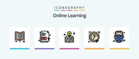 en ligne apprentissage ligne rempli 5 icône pack comprenant Youtube. en ligne. soutien. apprendre. éducation. Créatif Icônes conception vecteur