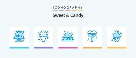 sucré et bonbons bleu 5 icône pack comprenant aliments. bonbons. bonbons. la glace doux. bonbons. Créatif Icônes conception vecteur