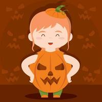 mignonne kawaii citrouille costume Halloween saison vecteur illustration