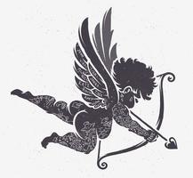 Silhouette de Cupidon avec des tatouages vecteur