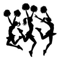 groupe de pom pom girls dans action silhouette. vecteur illustration