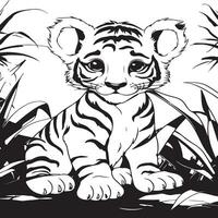 bébé tigre coloration page vecteur