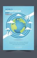 concept d'affiche de la journée humanitaire mondiale plate vecteur