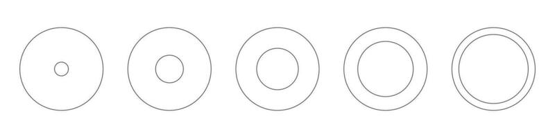 encadrement roues, la vie rond des blancs. diagrammes infographie ensemble. cercle graphique ligne art. graphique Icônes. contour Donut graphiques. géométrique Facile élément. vecteur illustration.