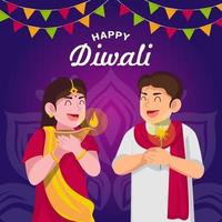 fête des gens festival de diwali vecteur