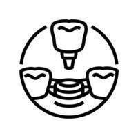 implant dentaire procédure ligne icône vecteur illustration