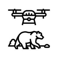 faune préservation drone ligne icône vecteur illustration