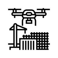 construction site drone ligne icône vecteur illustration