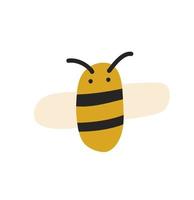 jolie petite abeille grasse dans un style doodle. logo scandinave vecteur