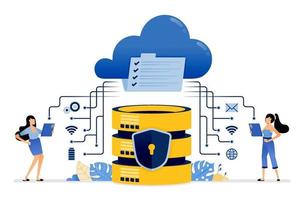 partage de données dans les services cloud système de base de données intégré et sécurisé vecteur