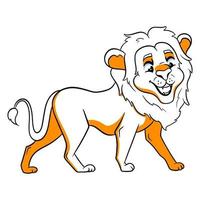 lion drôle de personnage animal dans le style de ligne. illustration pour enfants. vecteur