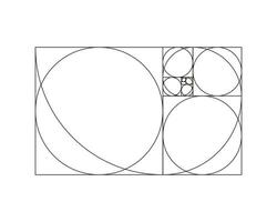 d'or rapport modèle. méthode d'or section. fibonacci déployer, Nombres. d'or proportions. vecteur contour illustration.