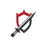 bouclier guerres avec épée logo conception vecteur illustration