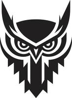 sage vieux hibou logo abstrait hibou et croissant vecteur