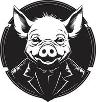 géométrique porc visage icône mystérieux porcin art vecteur