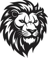 majestueux crinière le gracieux rugir dans Lion icône féroce beauté une noir vecteur Lion emblème