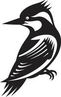 Pivert oiseau logo conception noir ancien noir Pivert oiseau logo conception rétro vecteur