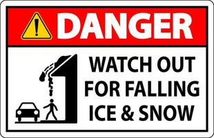 danger signe regarder en dehors pour chute la glace et neige vecteur
