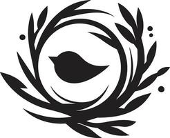 le art de simplicité noir oiseau nid emblème éternel abri noir oiseau nid dans vecteur