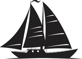 sérénité sur le vagues noir bateau silhouette art de aquatique artisanat vecteur maritime beauté