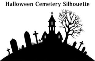 Halloween cimetière silhouette vecteur gratuit, Halloween nuit Contexte vecteur