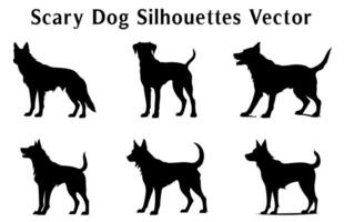 Halloween effrayant chien vecteur silhouettes empaqueter, ensemble de silhouettes Halloween mal noir chiens