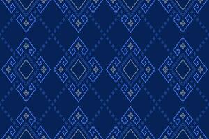 indigo marine bleu géométrique traditionnel ethnique modèle ikat sans couture modèle frontière abstrait conception pour en tissu impression tissu robe tapis rideaux et sarong aztèque africain Indien indonésien vecteur